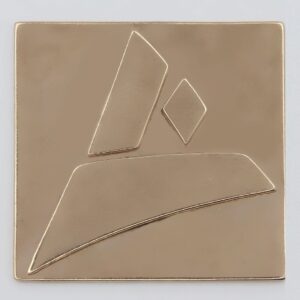 Casted sample of the Castimize logo in natural bronze