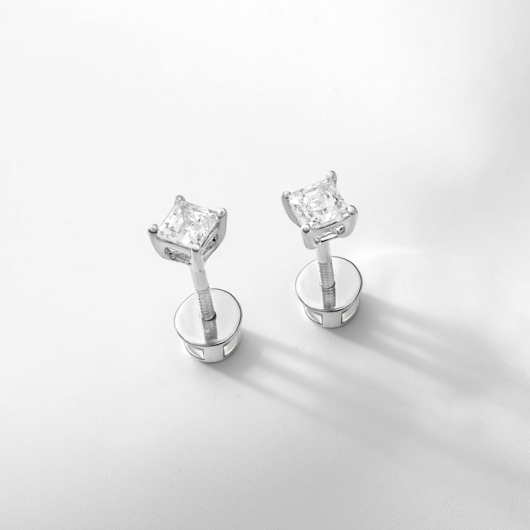 platinum cufflinks with square-cut stones.