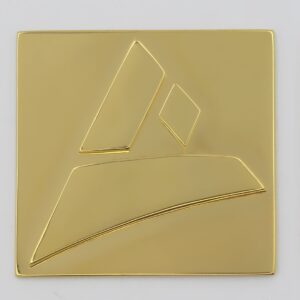 Casted sample of the Castimize logo in vermeil